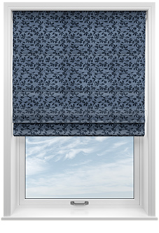 Oak Leaves Velvet, Midnight - Motorised Roman Blind